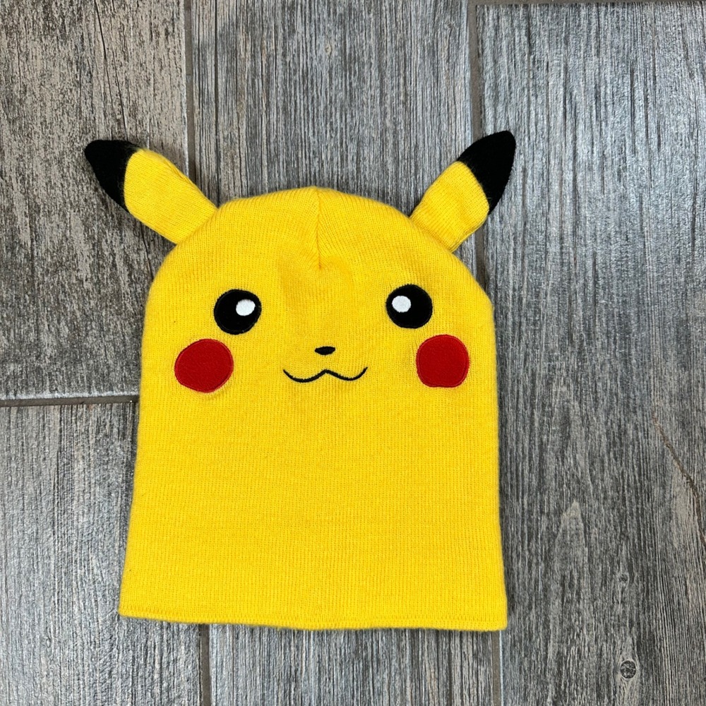 Pokemon Pikachu Beanie Hat Yellow Cartoon Character Kids Youth 4-20